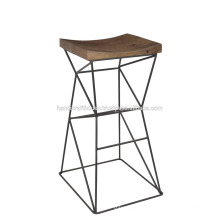 Tabouret de bar en bois industriel en métal élevé